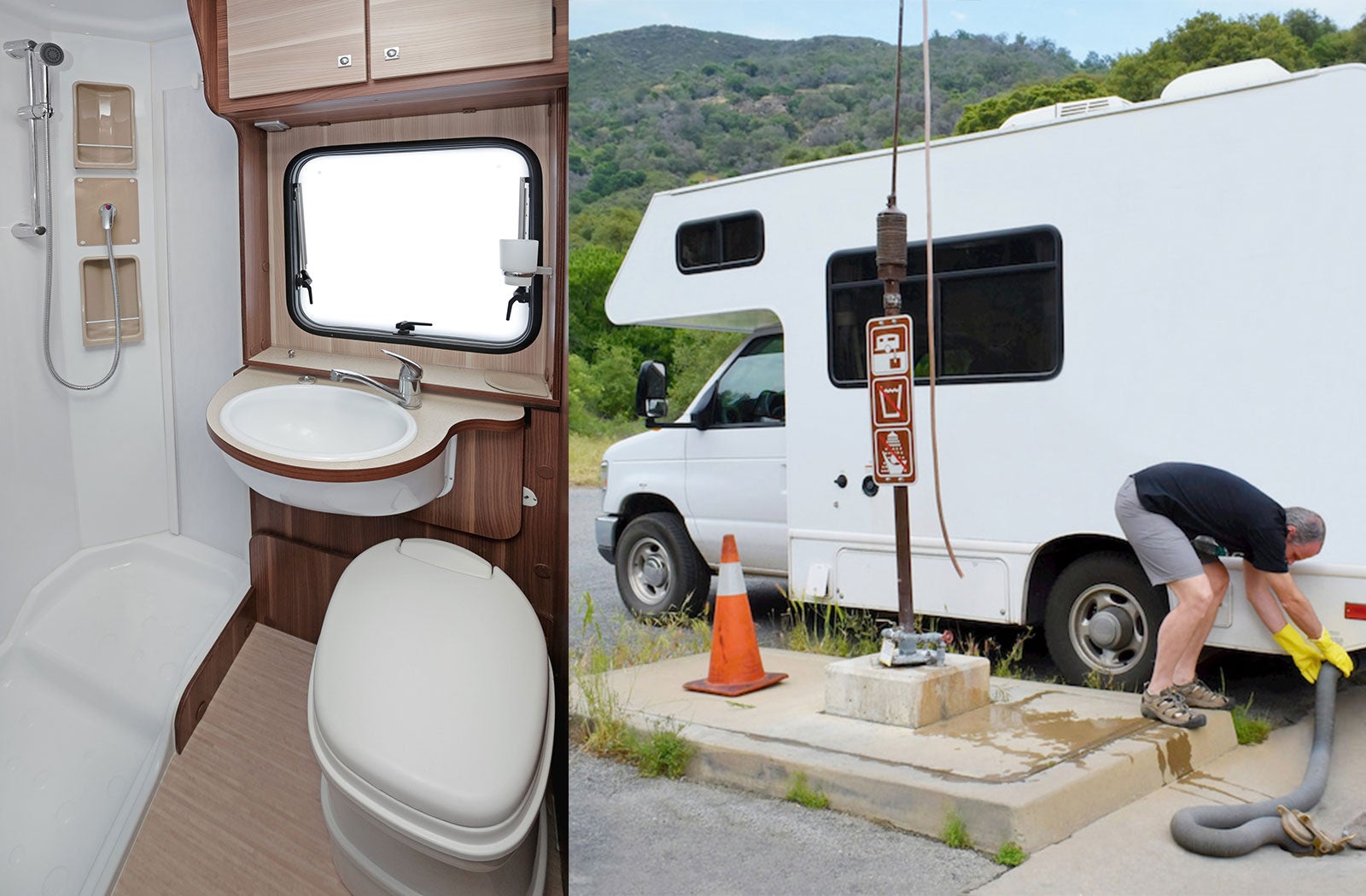 Portable RV/camper toilet and holding tank setup in Louisville, Kentucky